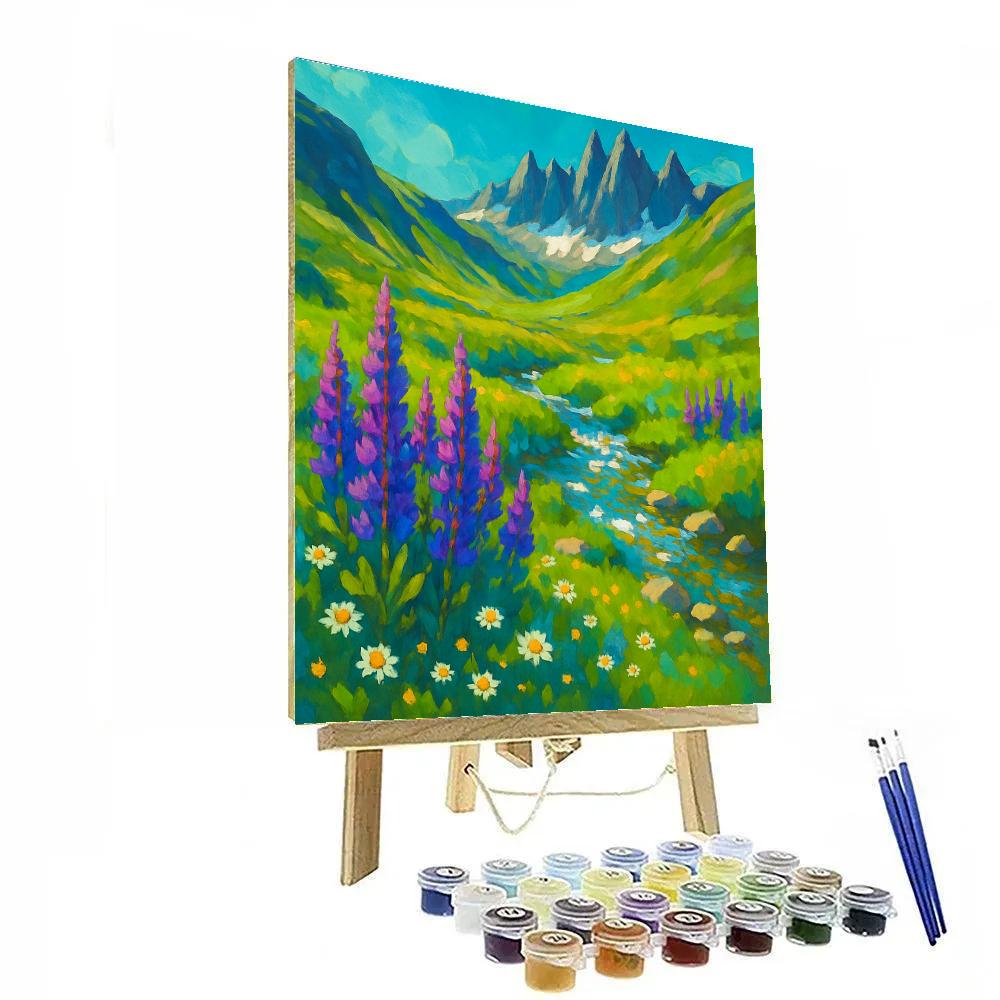 Alpine Wildflower Bowl Beneath A Crystal Ridge Paint by numbers kits