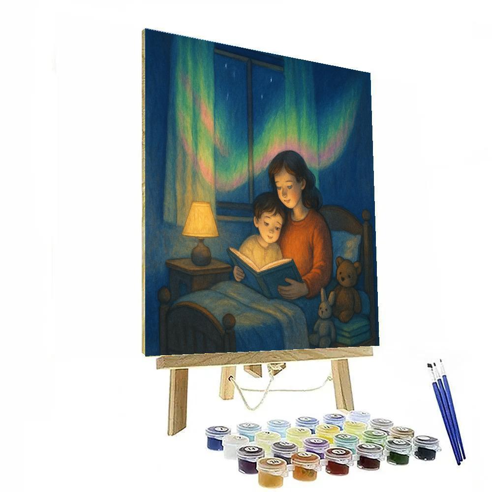 Bedtime Story Under Aurora Curtains Paint by numbers kits