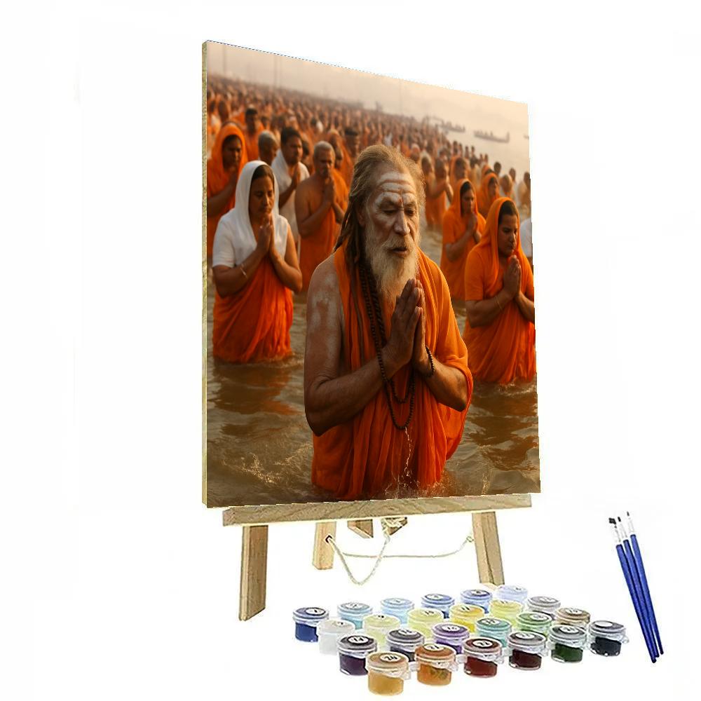 Kumbh Mela Pilgrims At Triveni Sangam Prayagraj Numbered painting kits
