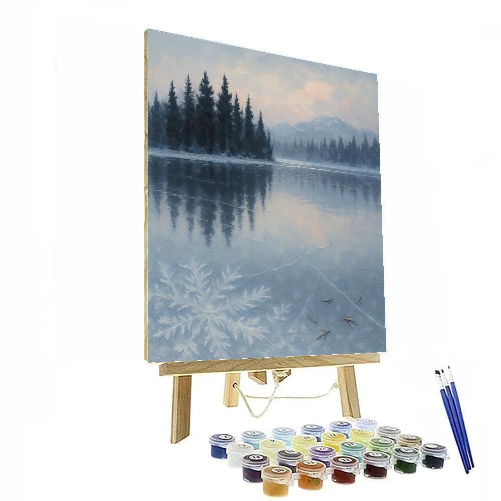 Silent Lake With Pine Reflections paint by color