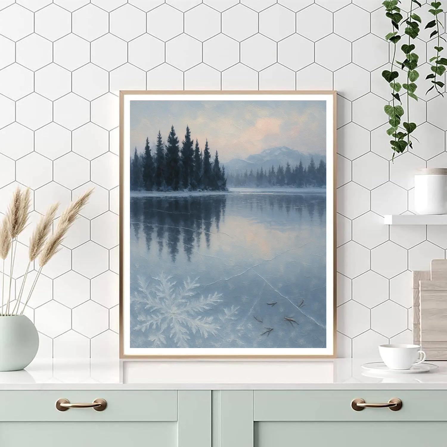 Silent Lake With Pine Reflections paint by color