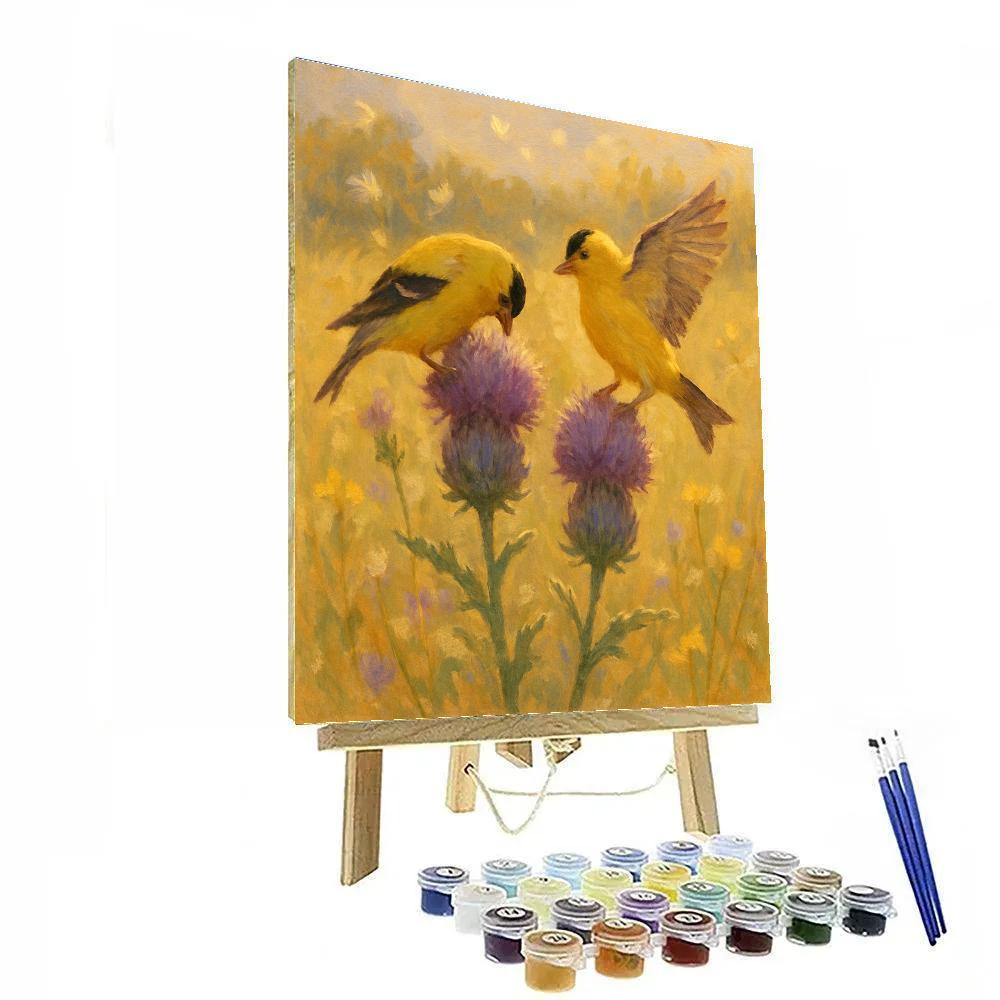 Festival Meadow Goldfinches In Late Summer paint by number