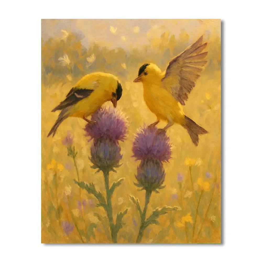 Festival Meadow Goldfinches In Late Summer paint by number