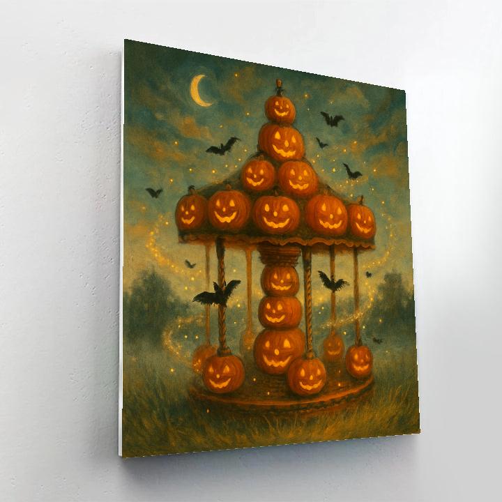 Jack O Lantern Carousel In The Foggy Meadow paint by numbers