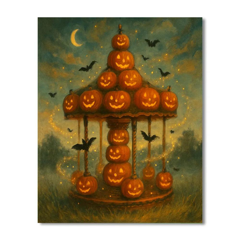 Jack O Lantern Carousel In The Foggy Meadow paint by numbers