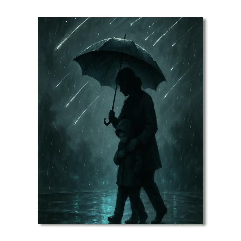 Umbrella Of Meteor Shower Protection Paint by numbers art