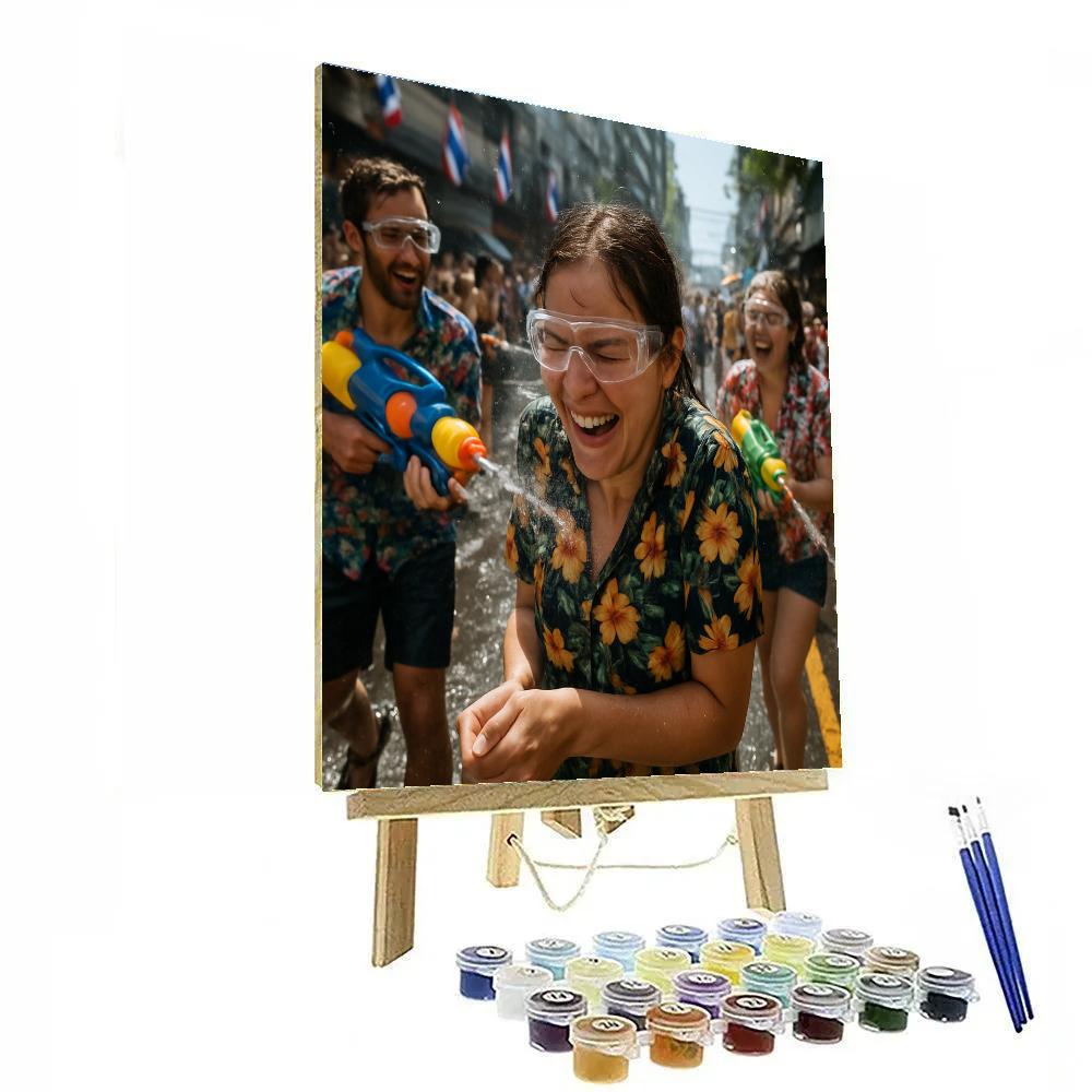 Songkran Water Festival Silom Road Bangkok Number painting