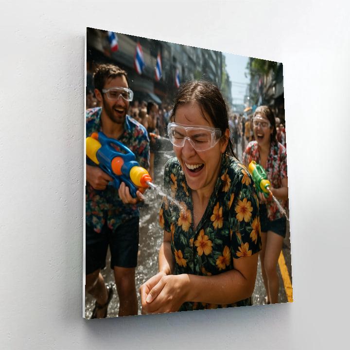 Songkran Water Festival Silom Road Bangkok Number painting