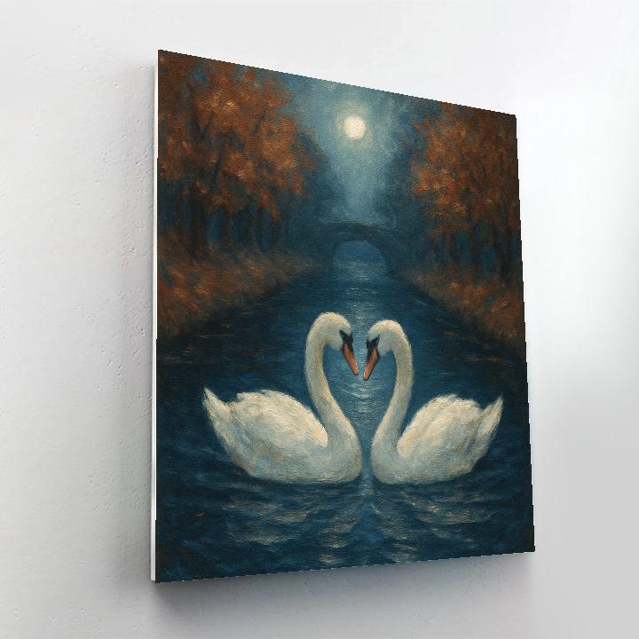 Moonlit Swans On A Quiet Canal Paint by numbers kits
