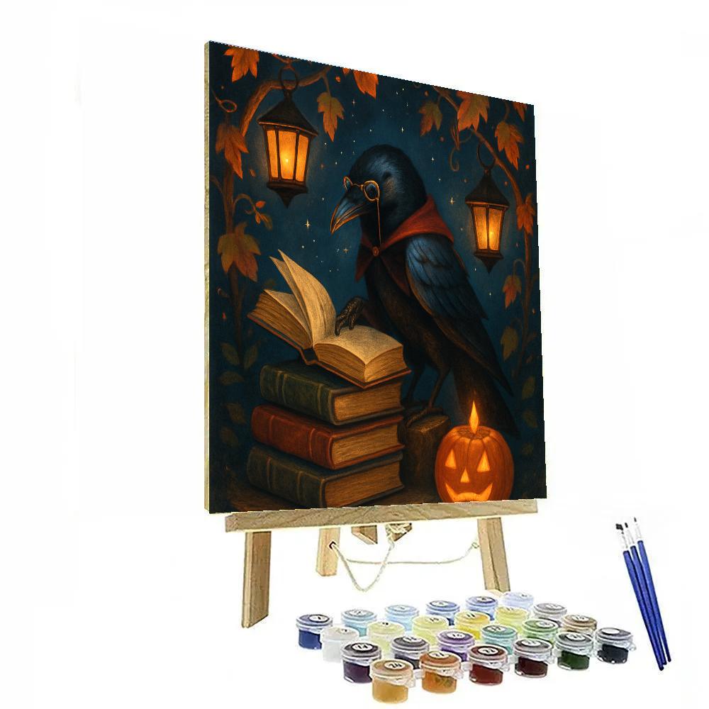 Candlelit Library Of The Night Ravens paint by numbers