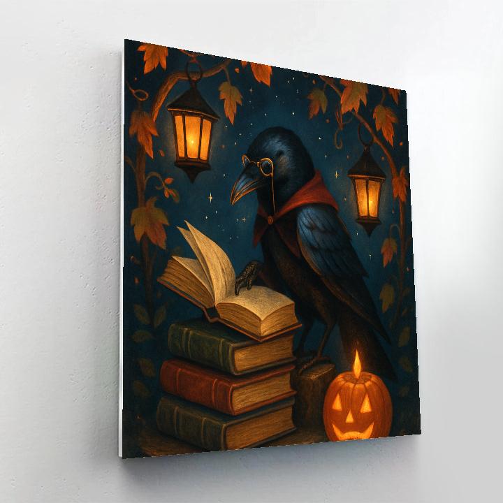 Candlelit Library Of The Night Ravens paint by numbers