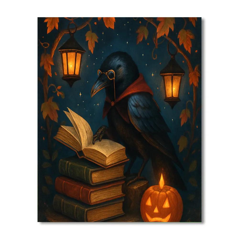 Candlelit Library Of The Night Ravens paint by numbers