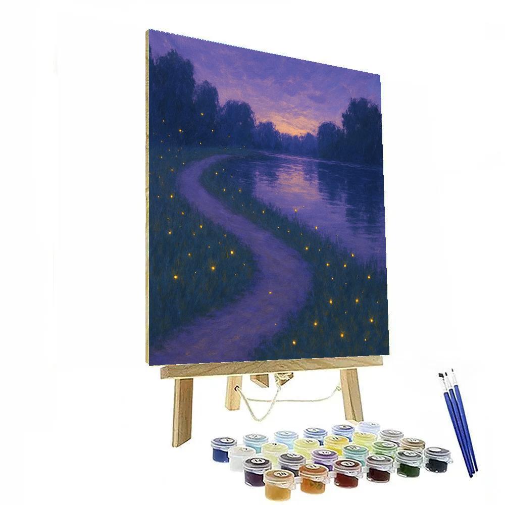 Twilight Fireflies By The Lakeshore Path DIY paint by numbers