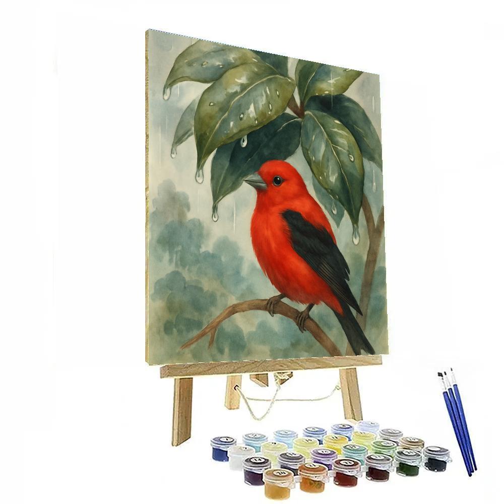 Tanager And Magnolia In Gentle Rain DIY paint by numbers