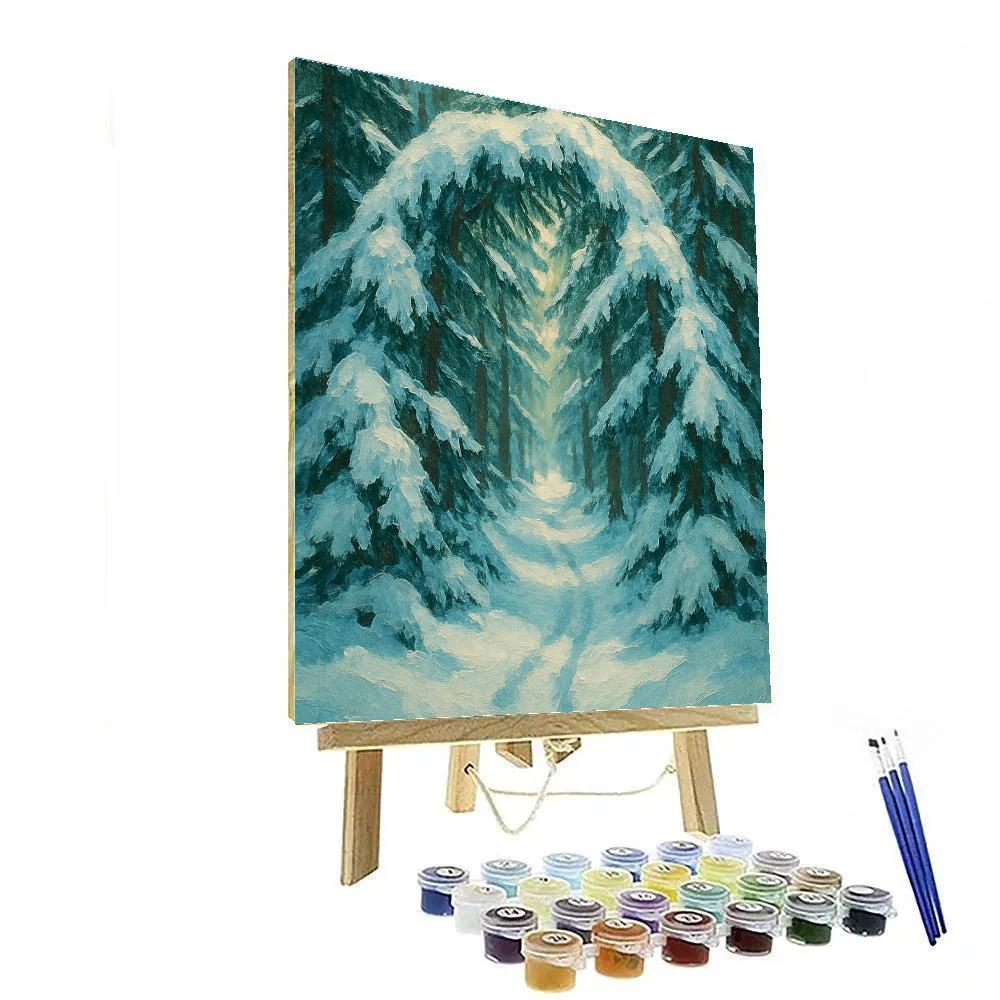 Evergreen Cathedral After Fresh Snow painting number kit