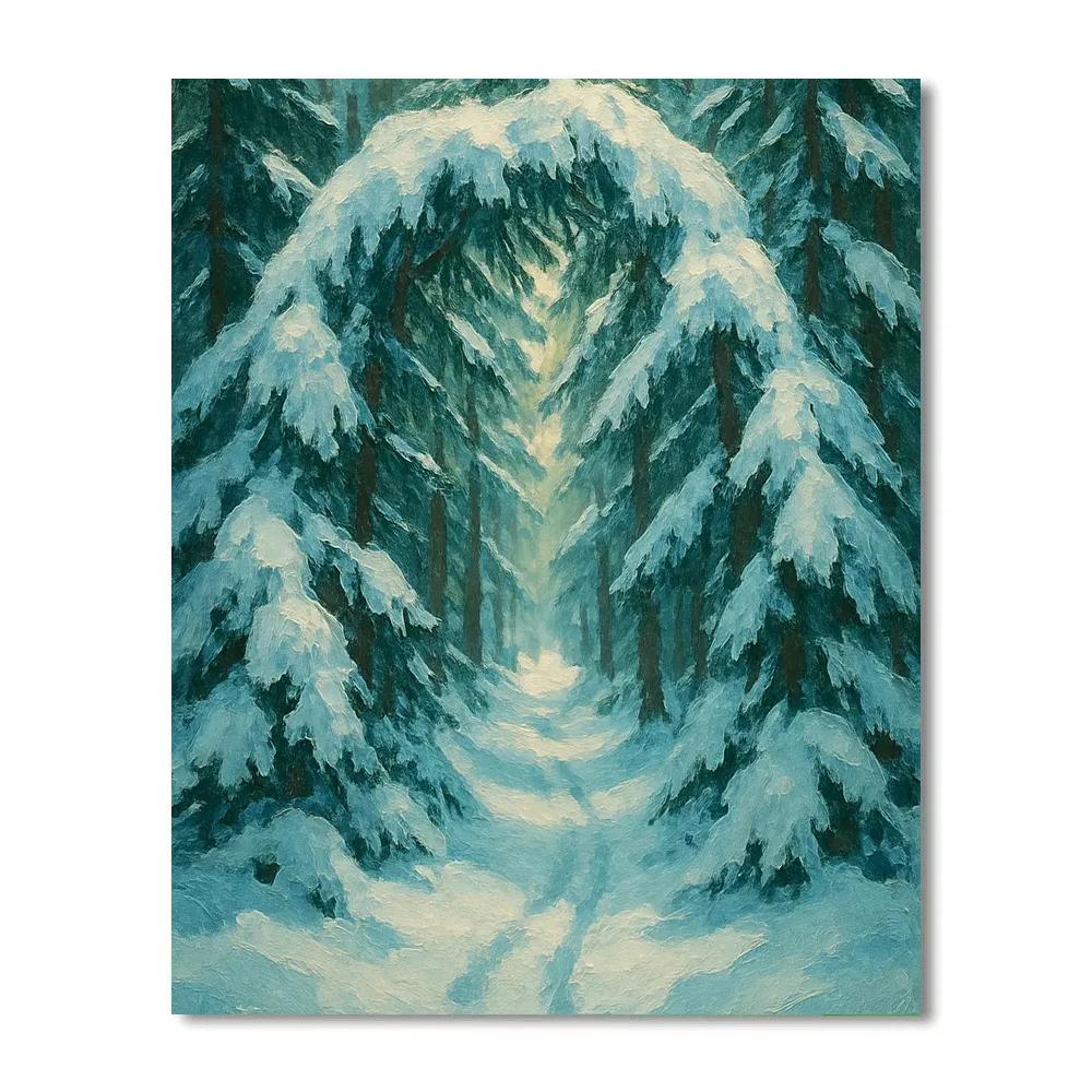 Evergreen Cathedral After Fresh Snow painting number kit