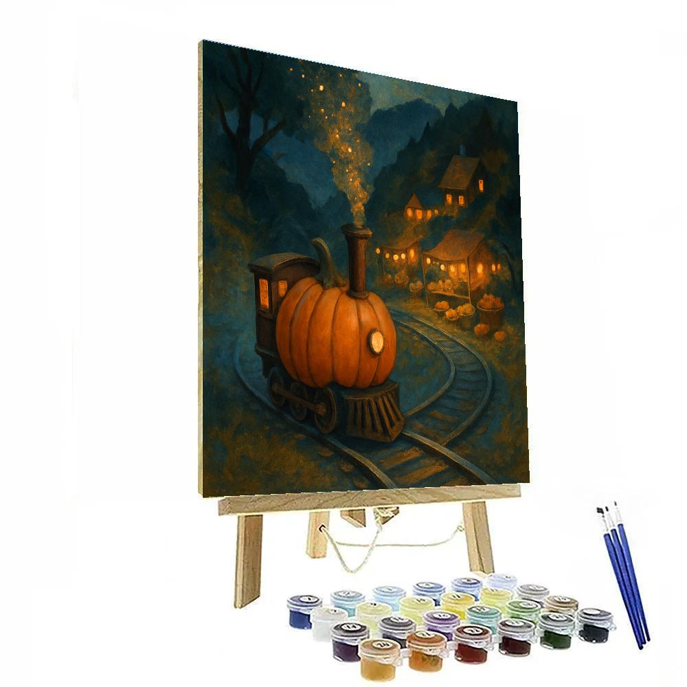 Autumn Train To The Hidden Pumpkin Market Numbered painting kits