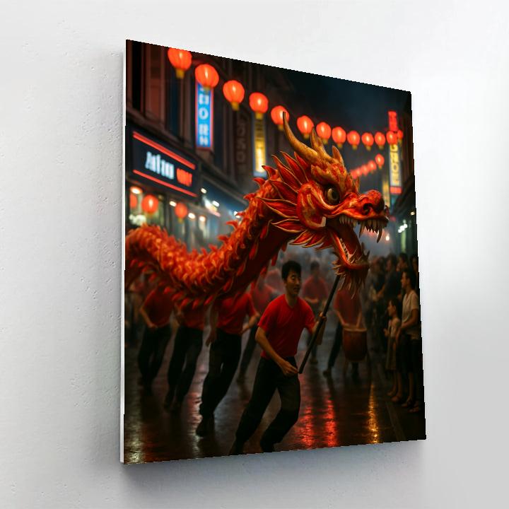 Lunar New Year Dragon Dance Chinatown Singapore Paint by numbers kits