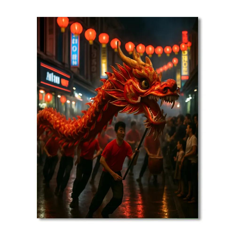 Lunar New Year Dragon Dance Chinatown Singapore Paint by numbers kits