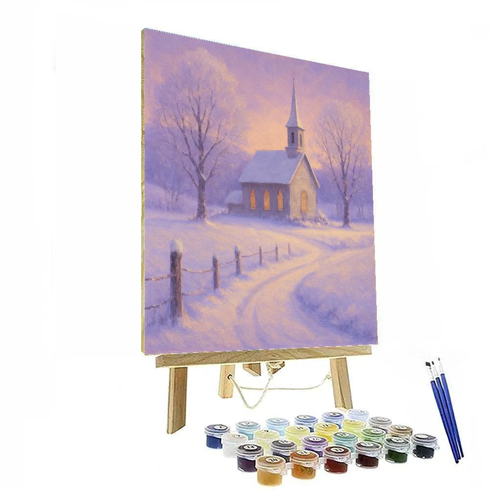 Country Church Beneath A Lavender Sky paint by number