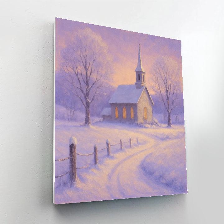 Country Church Beneath A Lavender Sky paint by number