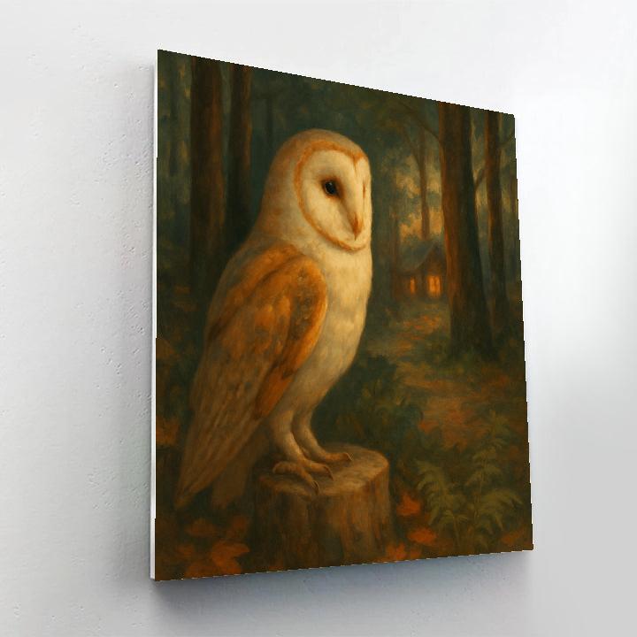 Barn Owl Hearthlight In The Woodland Clearing Painting by numbers kit