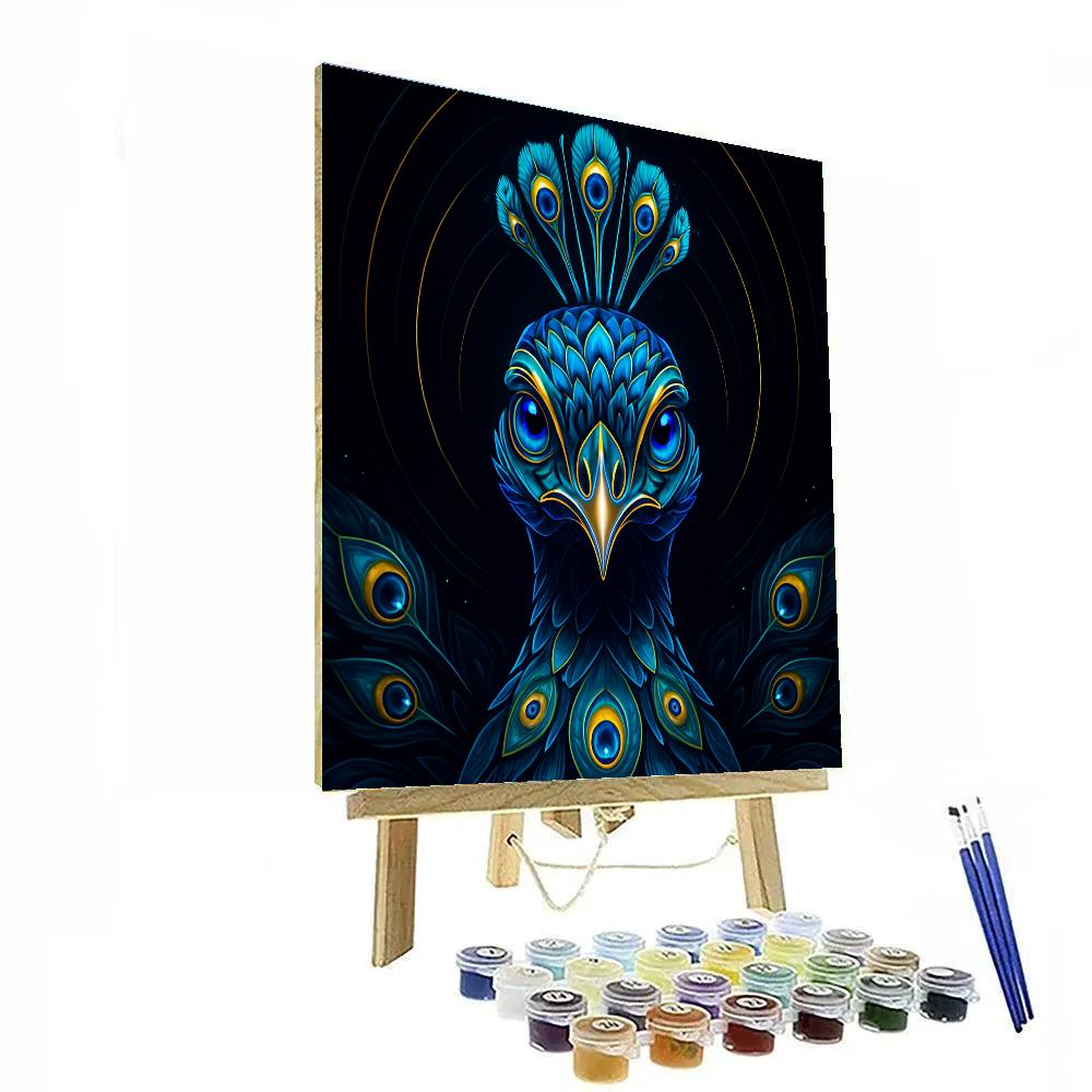Radiant Crown Peacock Front Bloom DIY paint by numbers