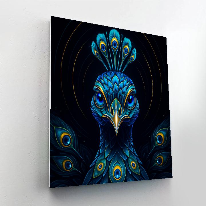Radiant Crown Peacock Front Bloom DIY paint by numbers