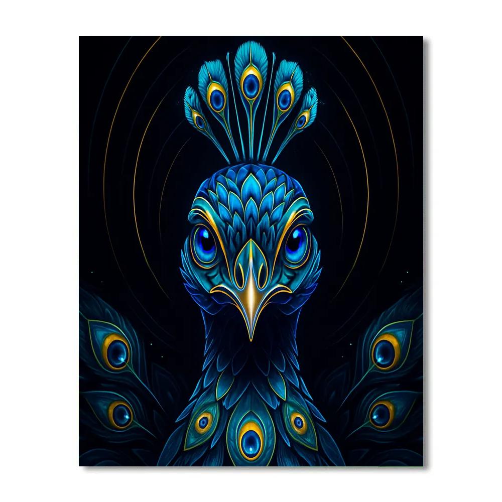Radiant Crown Peacock Front Bloom DIY paint by numbers