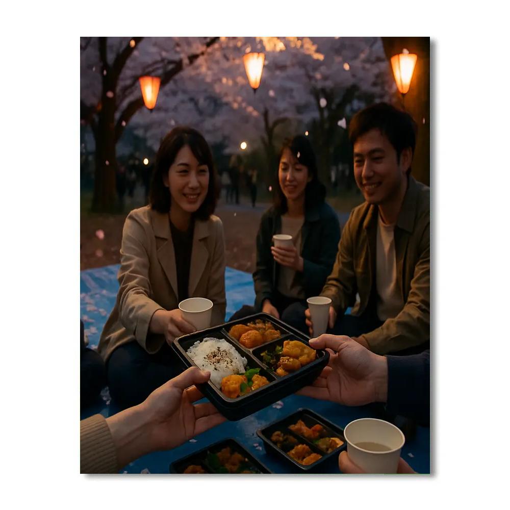 Hanami Picnic Under Sakura Ueno Park Tokyo Number painting