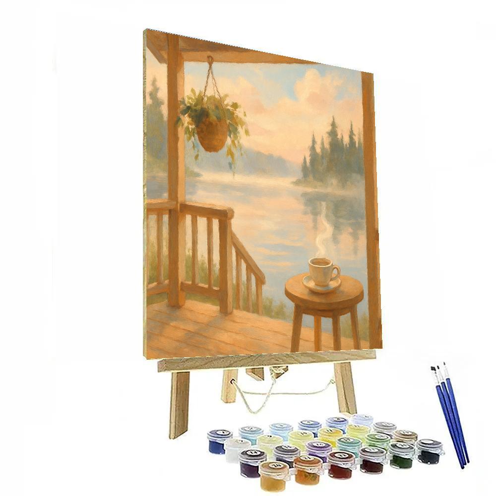 Morning Tea On The Porch Overlooking The Lake Numbered painting kits