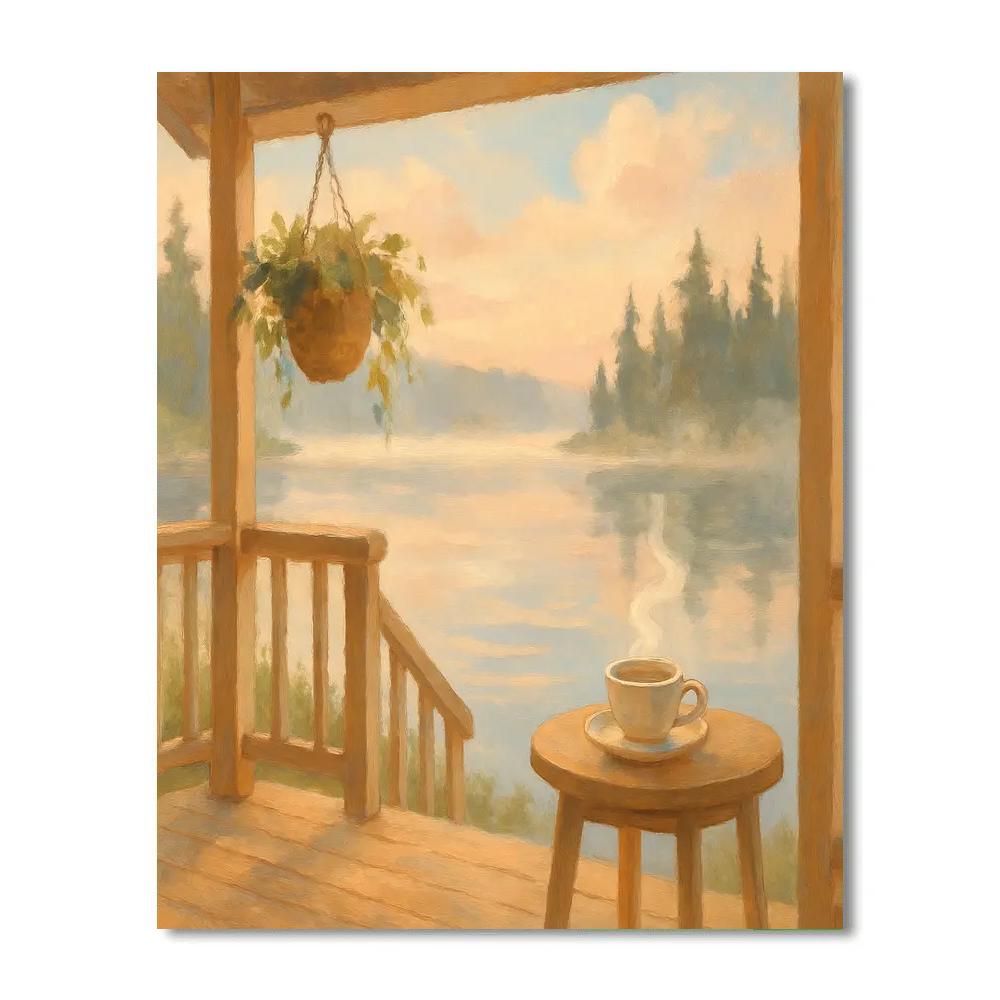 Morning Tea On The Porch Overlooking The Lake Numbered painting kits