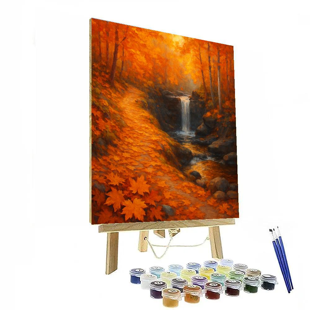 Amber Maple Path Through A Hidden Ravine paint by color
