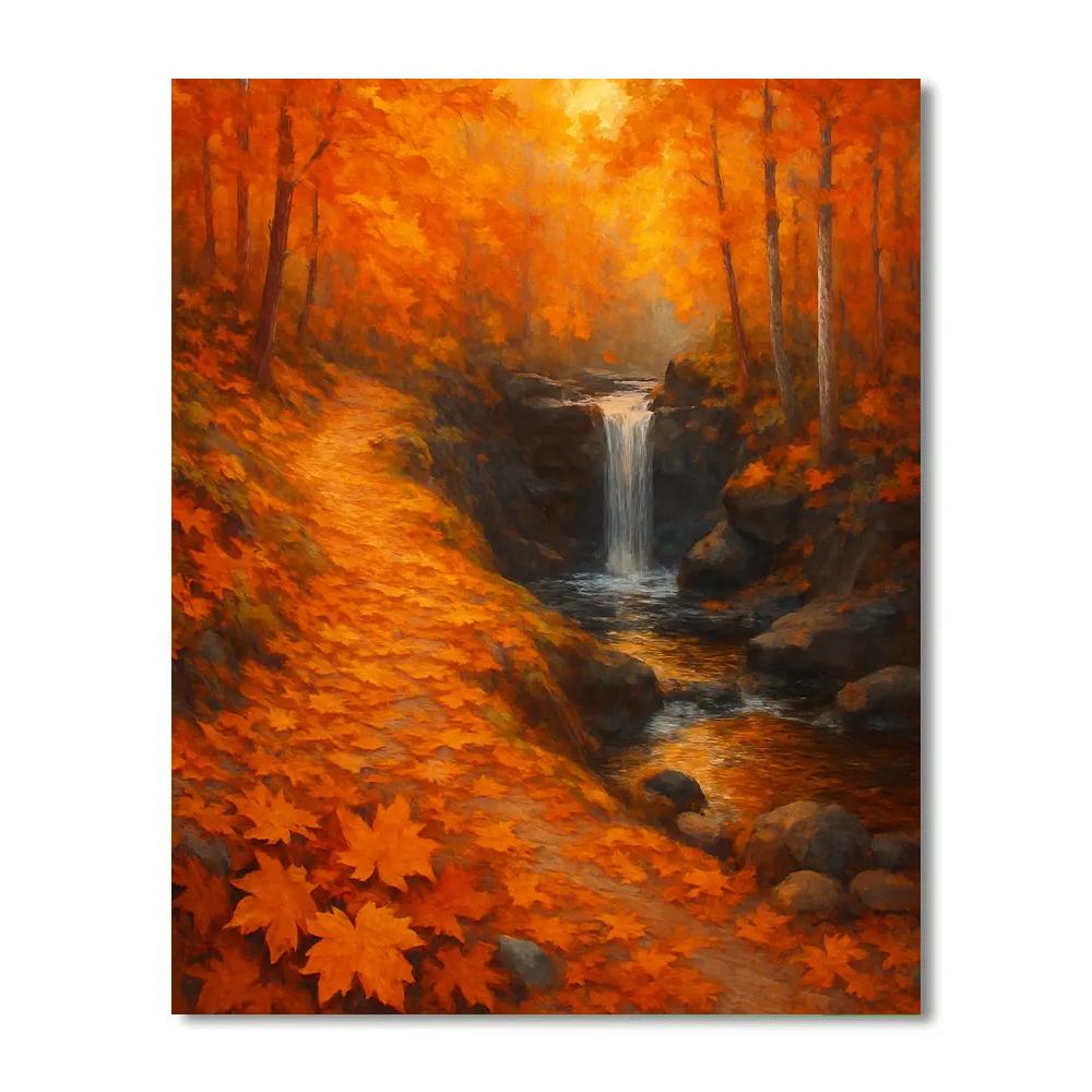 Amber Maple Path Through A Hidden Ravine paint by color