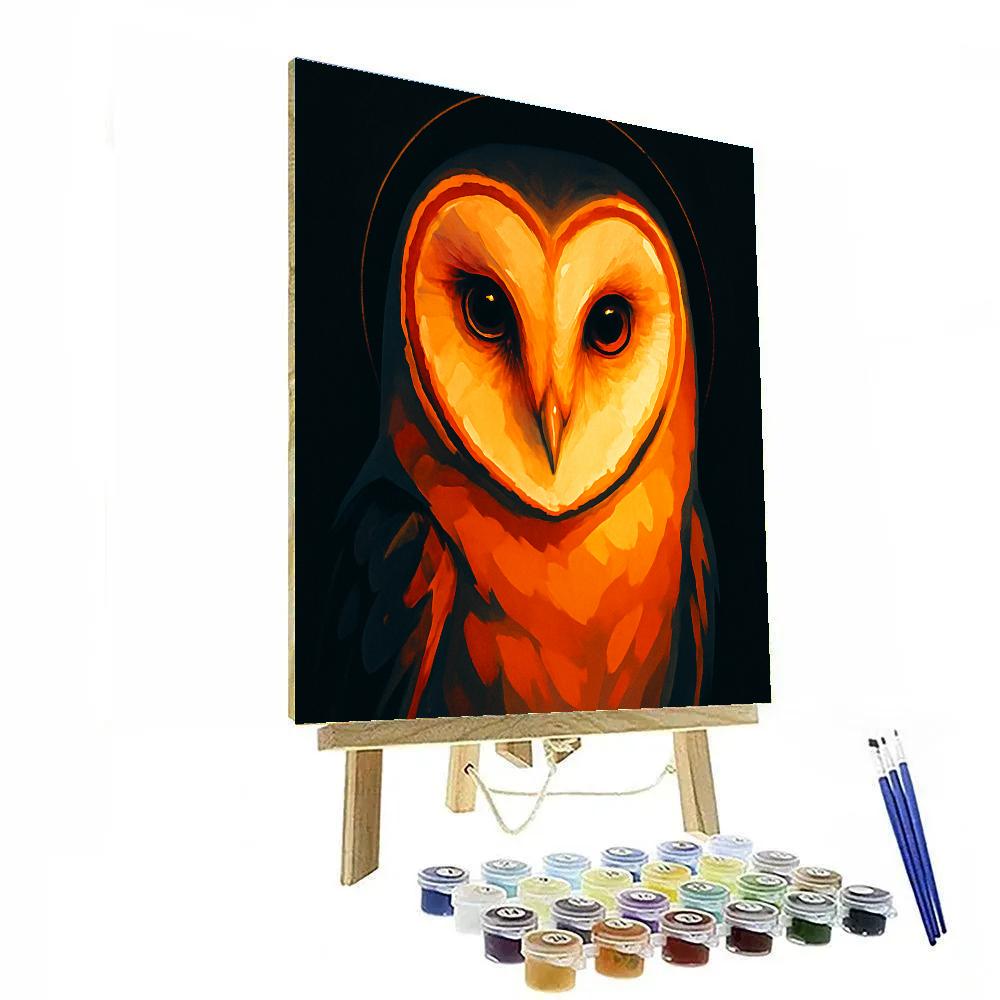 Ember Eclipse Barn Owl Intensity Number painting