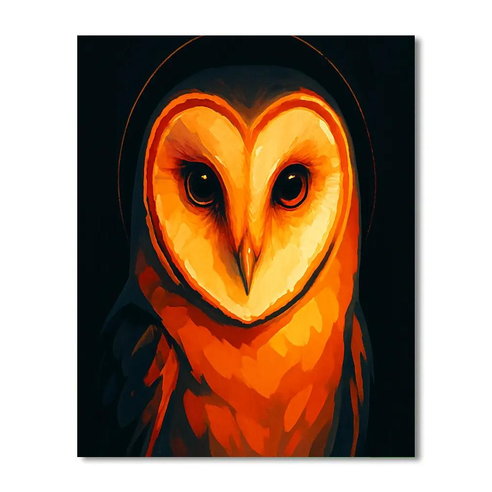 Ember Eclipse Barn Owl Intensity Number painting