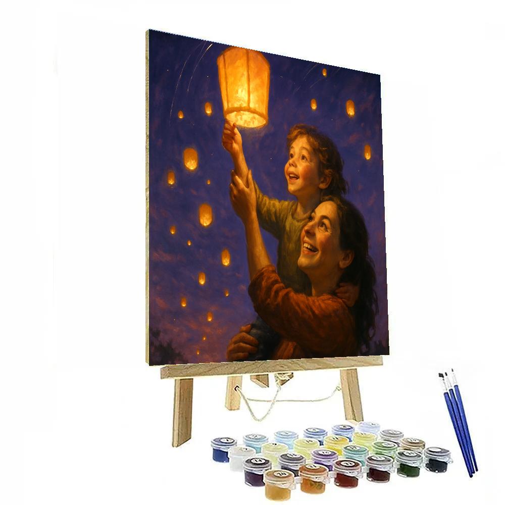 Festival Lanterns With Mother And Child Wish painting number kit