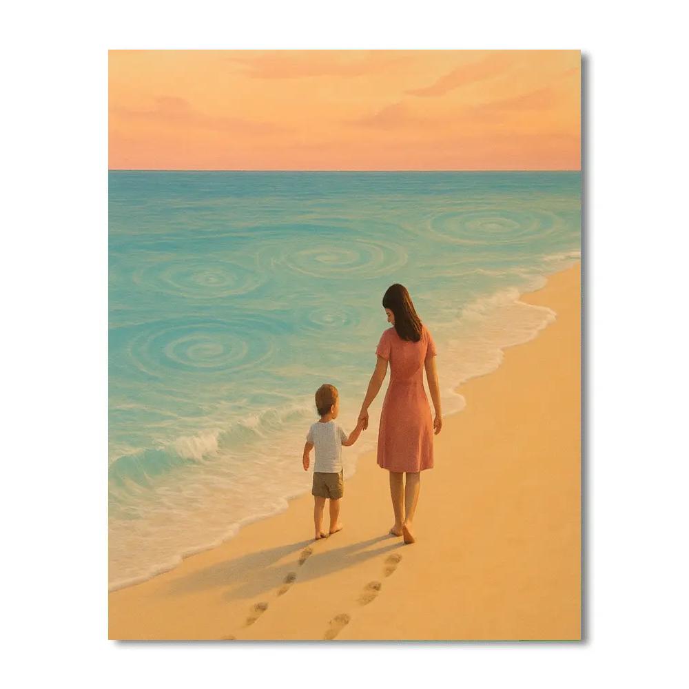Ocean Tide Footprints Side By Side paint by color