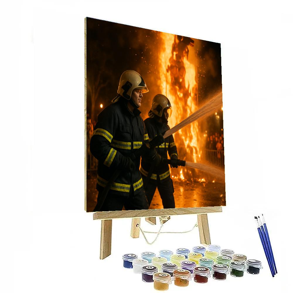 Las Fallas Nighttime Cremà Valencia Numbered painting kits