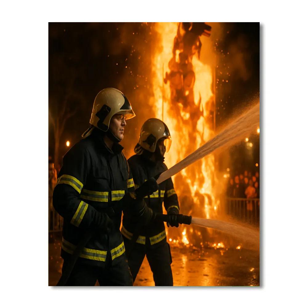 Las Fallas Nighttime Cremà Valencia Numbered painting kits