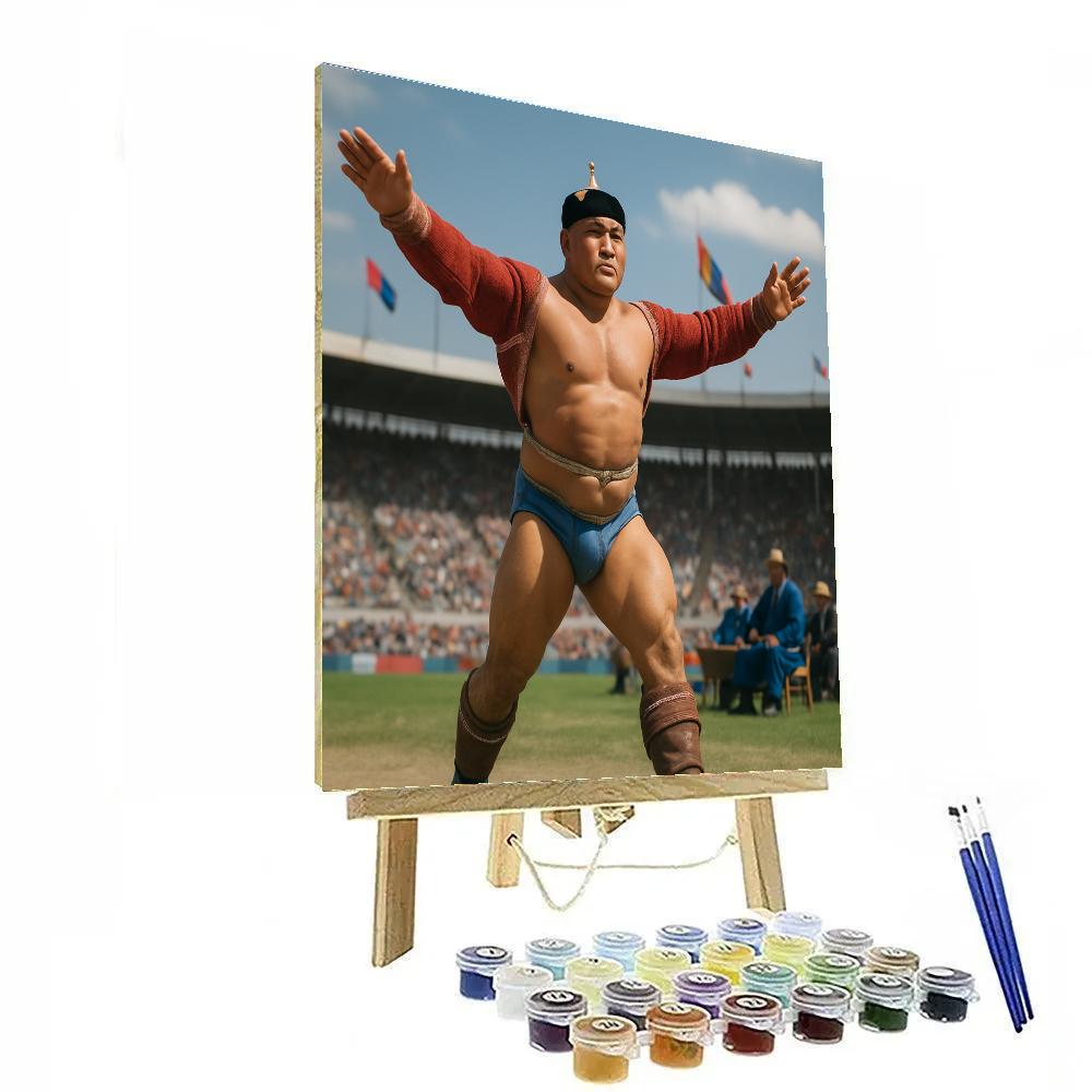 Naadam Wrestling Match Ulaanbaatar Stadium Mongolia paint by color