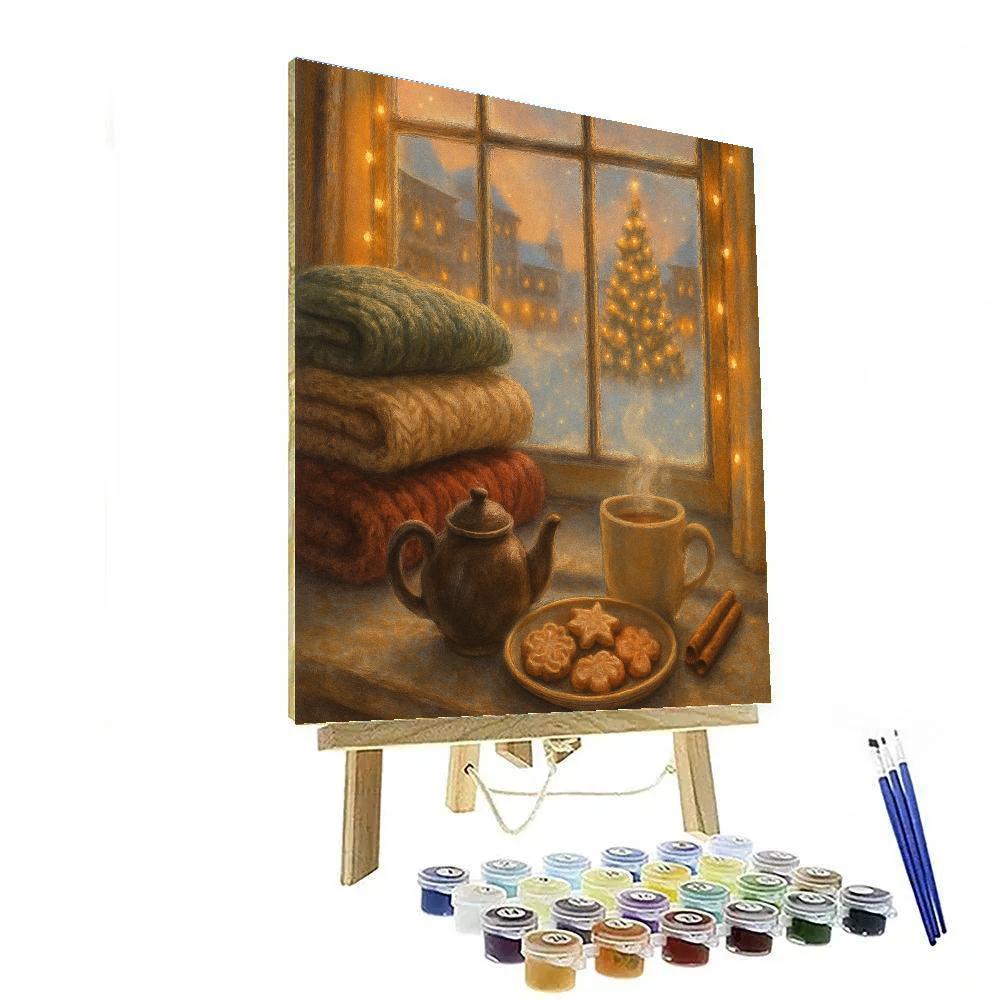 Christmas Tea By The Window Nook DIY paint by numbers