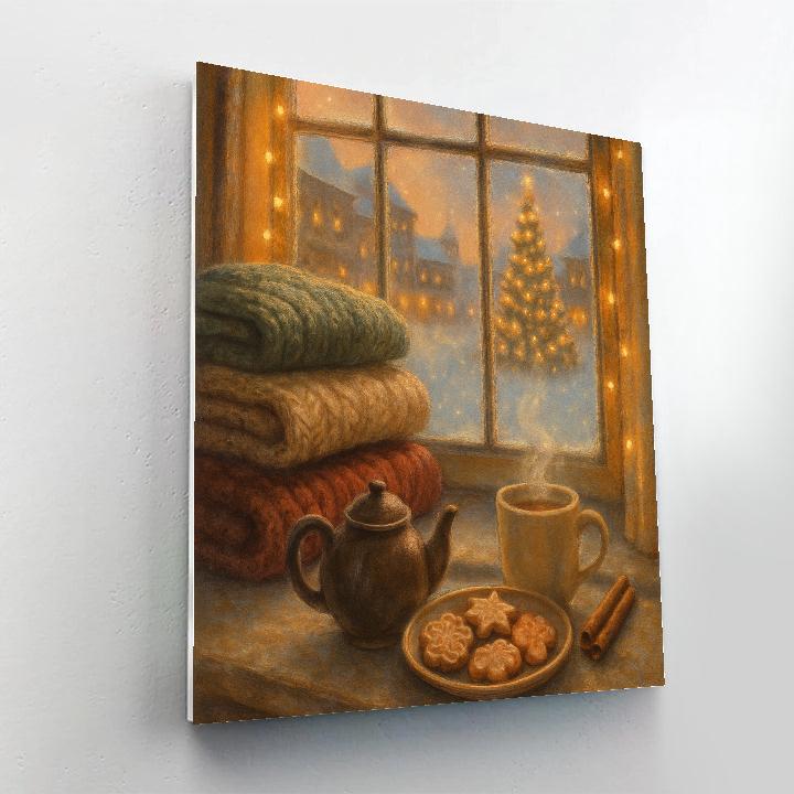 Christmas Tea By The Window Nook DIY paint by numbers