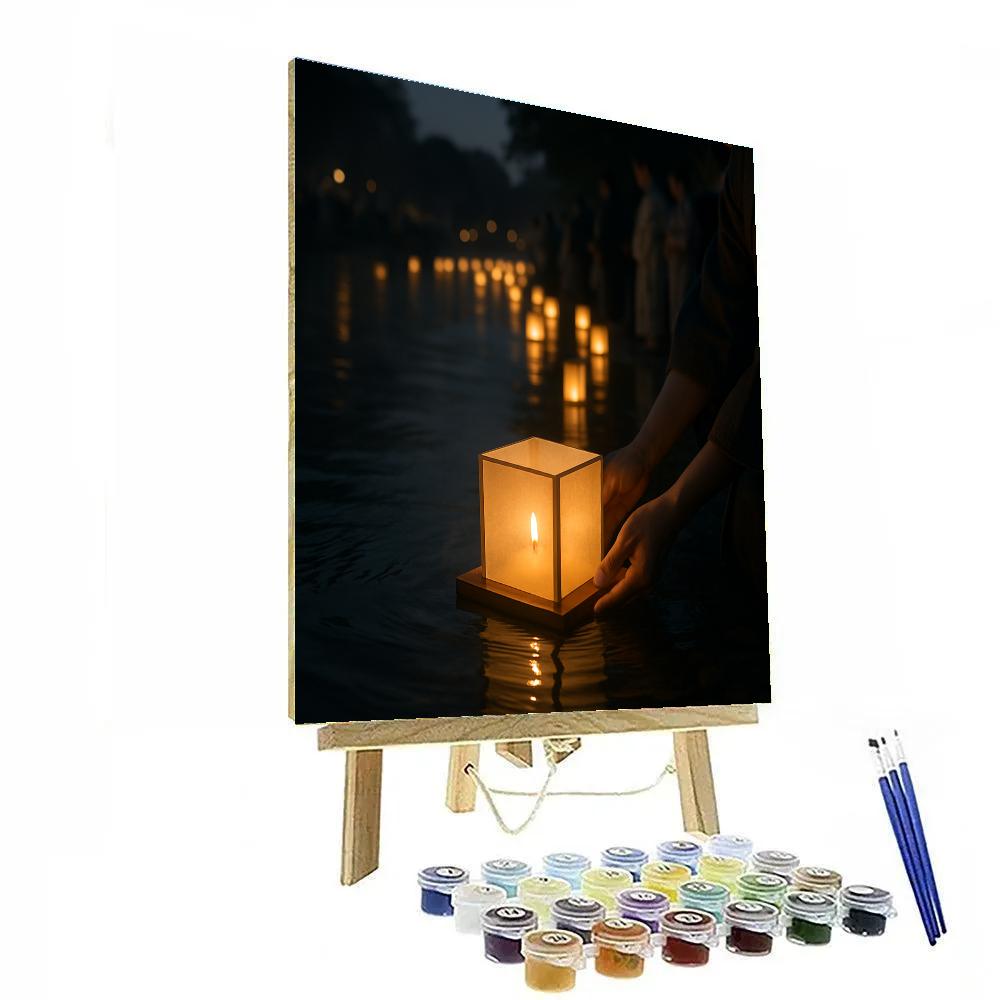 Obon Toro Nagashi Lantern Floating Kyoto Riverside DIY paint by numbers