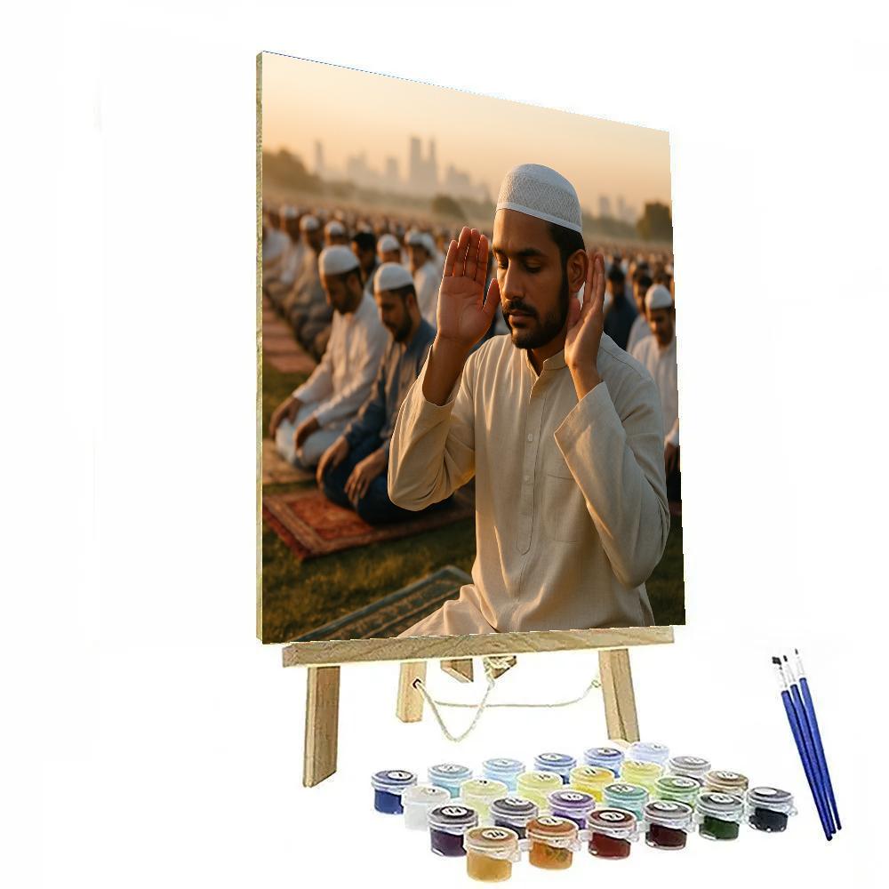 Eid Al Fitr Community Prayer In An Open Field Paint by numbers kits