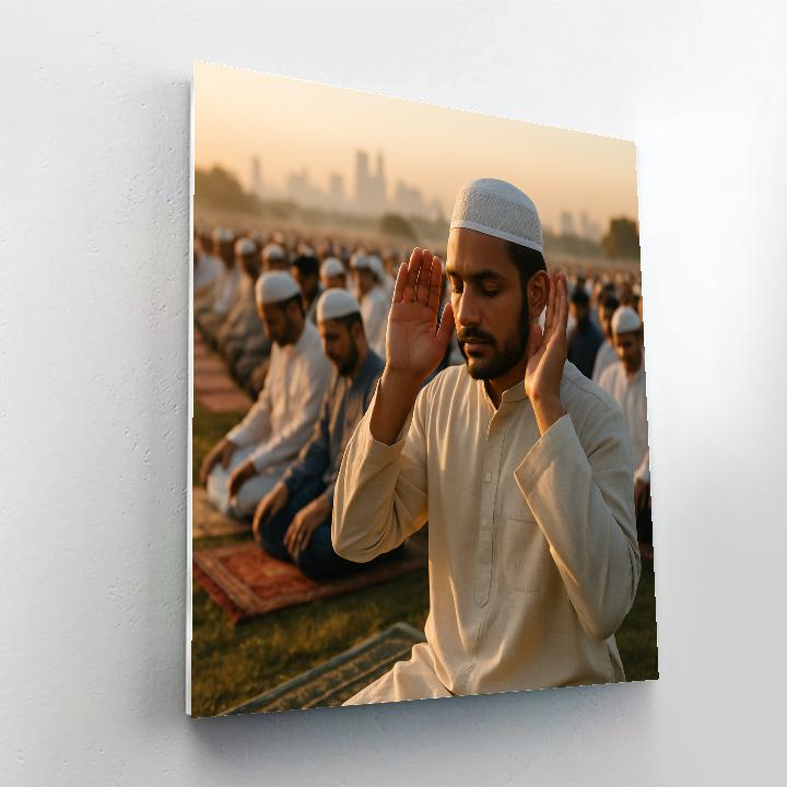 Eid Al Fitr Community Prayer In An Open Field Paint by numbers kits