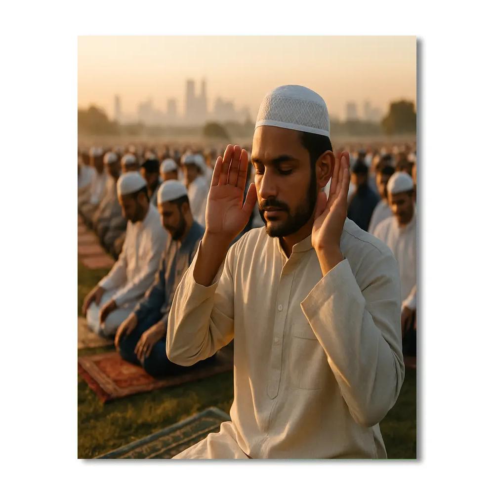 Eid Al Fitr Community Prayer In An Open Field Paint by numbers kits
