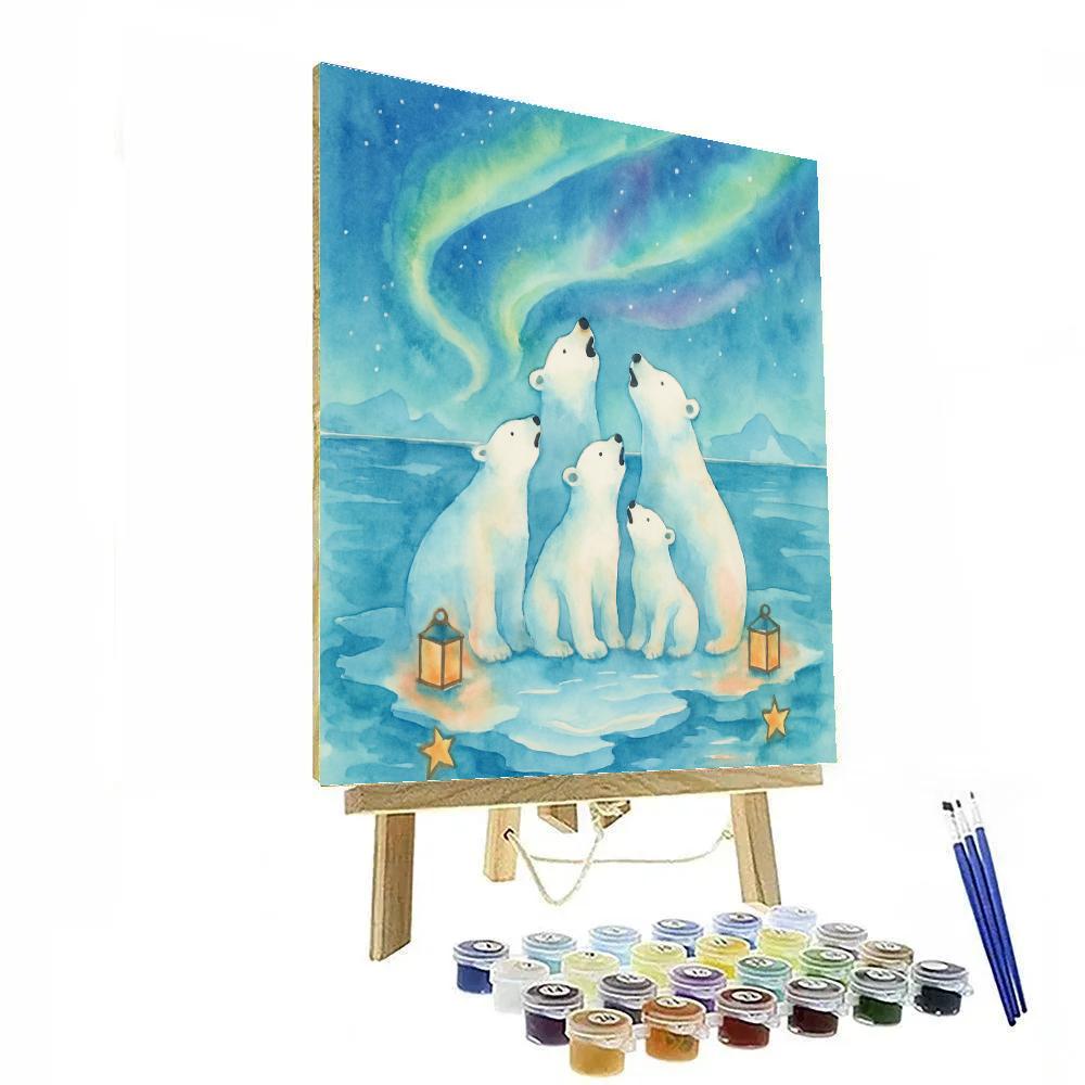 Polar Bear Choir On The Ice Floe paint by number