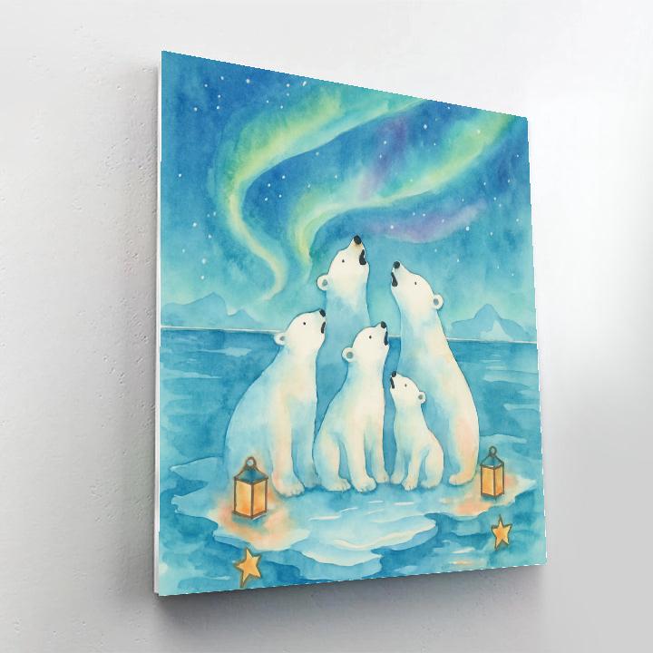 Polar Bear Choir On The Ice Floe paint by number