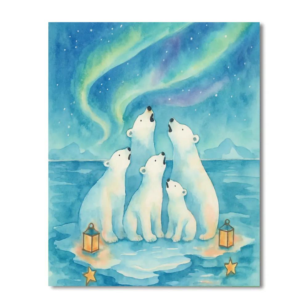 Polar Bear Choir On The Ice Floe paint by number